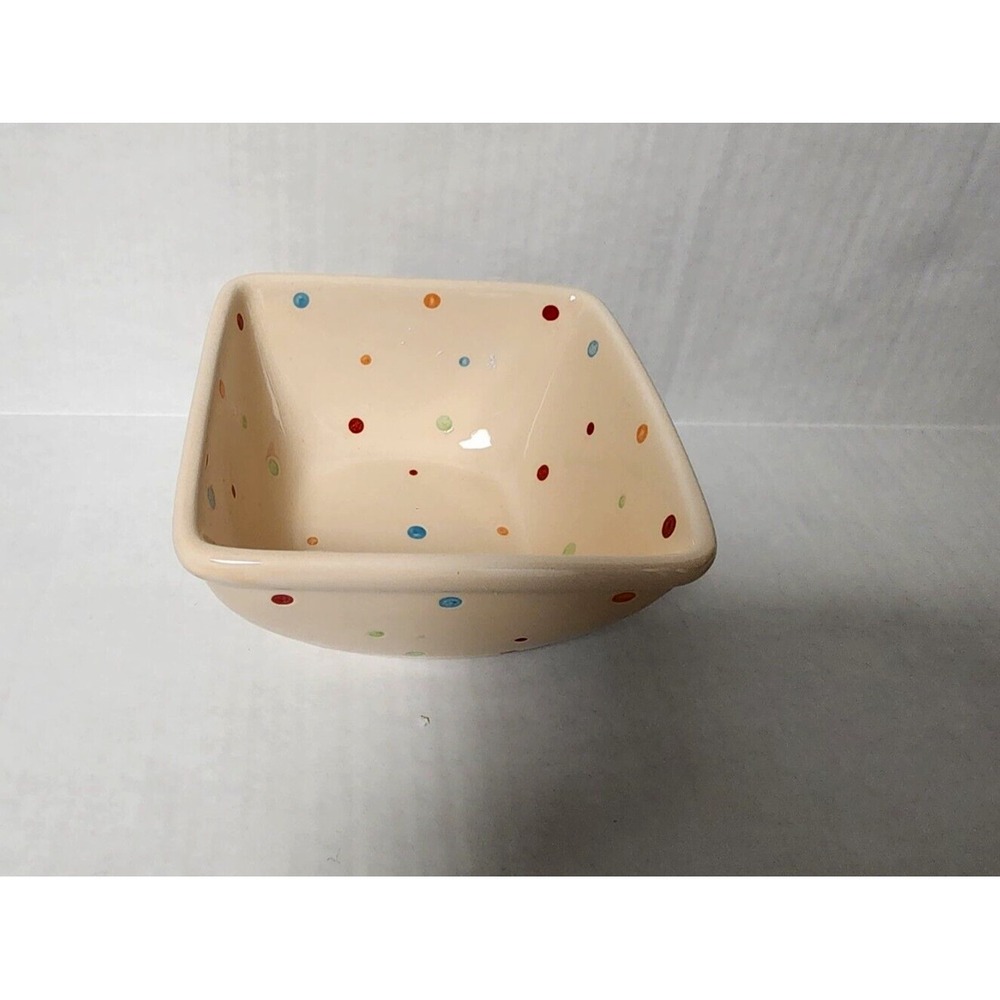 Temp-Tations Polka Dot  square mixing bowl  6 7/8" square Discontinued